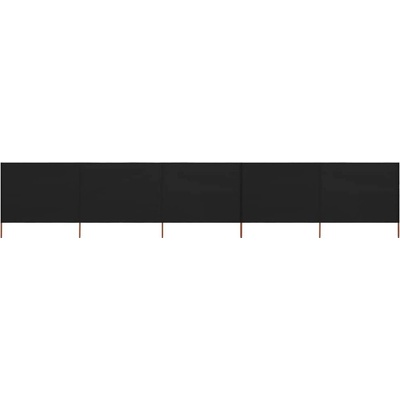 Greatstore 5dílná zástěna proti větru látková 600 x 80 cm černá