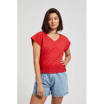 Moodo Червена блуза с V-образно деколте и еластична талия Moodo Moodo | Cherven | ЖЕНИ | XS