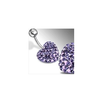 Piercingate piercing se stříbrnou kuličkou a srdíčkem s krystaly PBSW00057 fialová