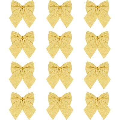 Party Zlaté glitrové vánoční mašle - malé, 5 cm, 12 ks
