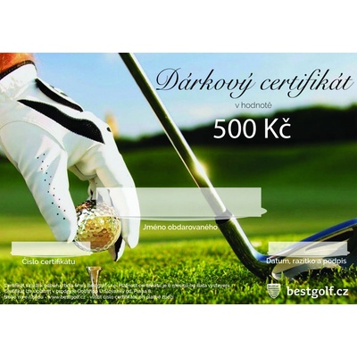Bestgolf Dárkový certifikát pro golfistu v hodnotě 500 Kč Design certifikátu: Driver