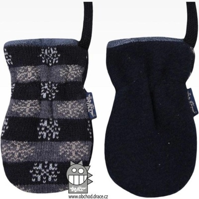 Dráče Rukavice kojenecké pletené vzor vločky tmavě modrá