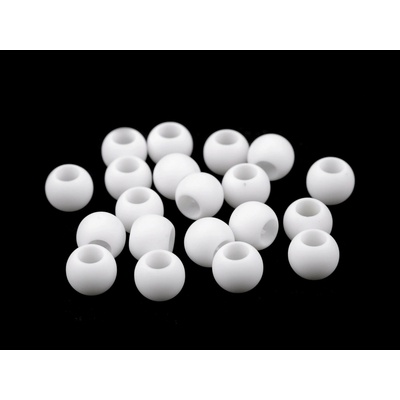 Plastové korálky matné s veľkým prievlakom 11x14 mm Farba: Biela