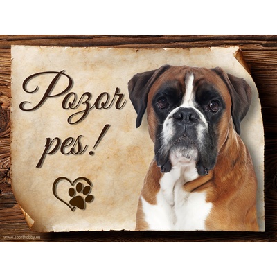 Sport hobby Cedulka Boxer Pozor pes CP1187 20 x 15 cm
