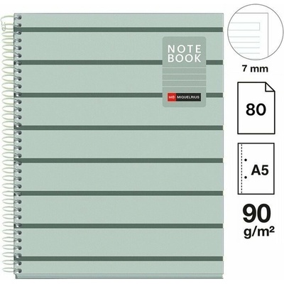 Poznámkový blok Between the Lines NB-1, A5, 90g, karton, 80 listů, linka, Moss
