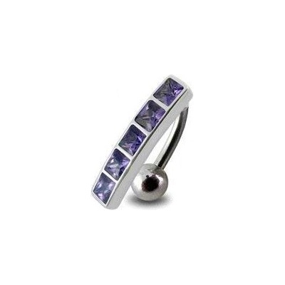 S4U Stříbrný piercing do pupíku se štítem obrácený (fialová) BP01162-A