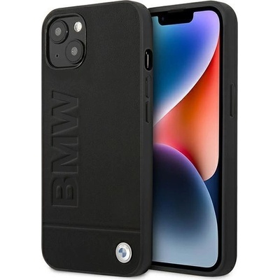 BMW Кейс BMW BMHCP14MSLLBK за iPhone 14 Plus 6.7", черен / черен, Leather Stamp (3666339090395)