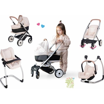 Smoby Set kočárek trojkombinace Puschair Sandy Maxi Cosi&Quinny s jídelní židlí houpačkou a autosedačkou – Hledejceny.cz