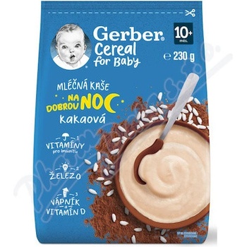 Gerber Cereal for Baby Mléčná kaše na dobrou noc kakaová 10m+ 230 g