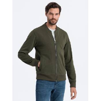 Ombre Clothing Мъжки памучен бомбър суитшърт с цип каки Ombre Облекло Ombre Clothing | Zelen | МЪЖЕ | S