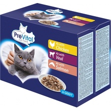 PreVital Cat kuracie teľacie losos v omáčke 12 x 100 g