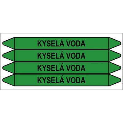 Značení potrubí, kyselá voda,4 ks, 250 × 26 mm PZ 008700