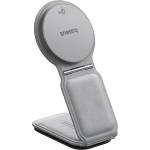 Baseus - Стойка за кола с безжично зареждане PrimeTrip C02 (C40169003831-00) - Магнитна ръкохватка за табло, 15W - матирано сиво