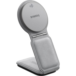 Baseus - Стойка за кола с безжично зареждане PrimeTrip C02 (C40169003831-00) - Магнитна ръкохватка за табло, 15W - матирано сиво