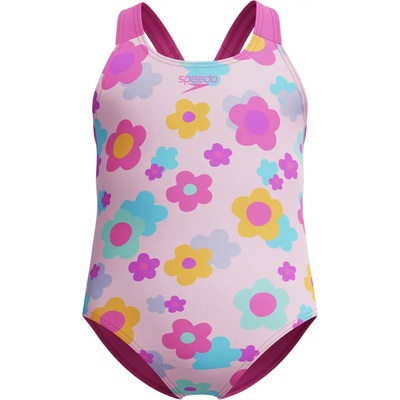 Speedo Infant Girls Printed Racerback Swimsuit neon flamingo