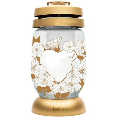 Lampa hřbitovní SRDCE/PŘÁNÍ skleněná 110g d11x22cm