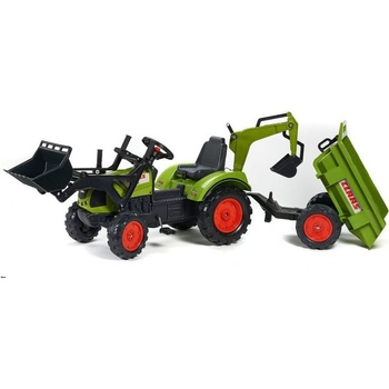 FALK Šliapací traktor Claas Arion 430 s nakladačom rýpadlom a vlečkou