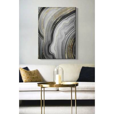 ASIR Obraz na plátně ACHÁT SE ZLATÝM ŽILKOVÁNÍM 70 x 100 cm