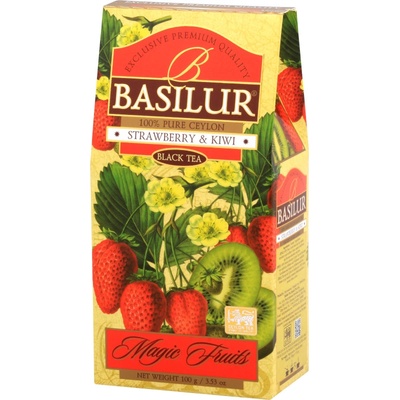 Basilur Black Strawberry Kiwi plech čierny čaj 100 g