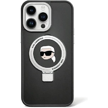 KARL LAGERFELD Кейс Karl Lagerfeld KLHMP15LHMRSKHK за iPhone 15 Pro 6.1"", черен / черен, твърд, Ring Stand Karl Head MagSafe (KXG0075636)