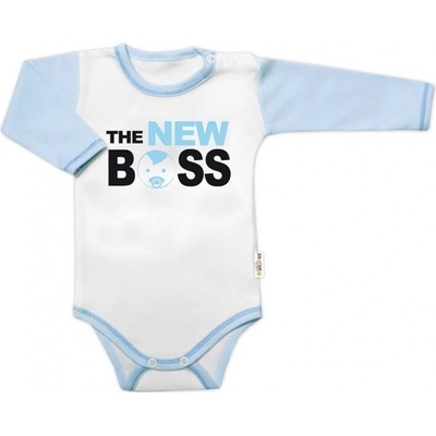 Body dlhý rukáv s vtipným textom Baby Nellys The New Boss chalan
