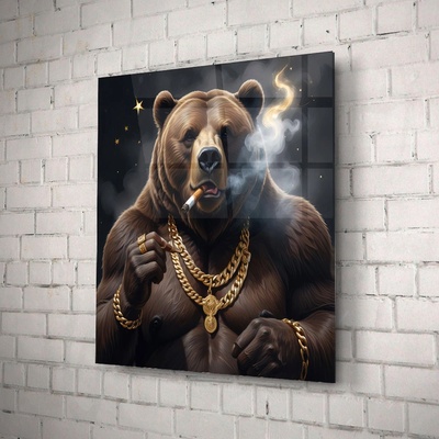 Art gift Стъклено АРТ пано - Мечка с Пура