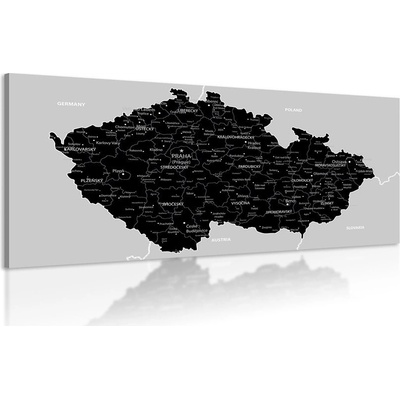 Obraz moderní černo-šedá mapa Česka - 100x50