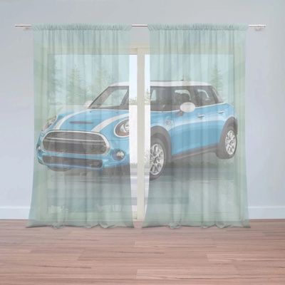 Sablio Záclony Mini sedan Zelené pozadí: 2ks 150x250cm