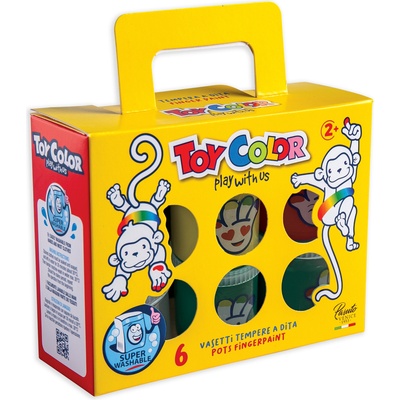 Toy Color Бои за рисуване с пръсти Toy Color 6 цвята*80 мл