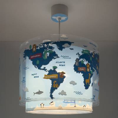 40672 - Детски полилей WORLD 1xE27/15W/230V син (PI622)