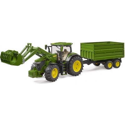 Bruder Traktor John Deere 7R350 s předním nakladačem a tandemovým přívěsem 1:16