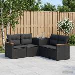 vidaXL Комплект дивани 5 бр. Черно Полиротан и стомана (3447931)