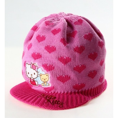 zimná čiapka so šiltom HELLO KITTY bielo ružová