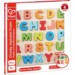 Hape Дървен пъзел, Hape, Азбука главни букви, 27 части (H1551)