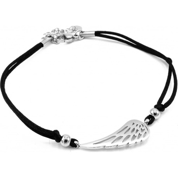 Steel Jewelry šňůrkový náramek andělské křídlo z chirurgické oceli NR231035