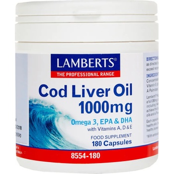 LAMBERTS Хранителна добавка Масло от Треска , Lamberts Cod Liver Oil 1000mg 180caps