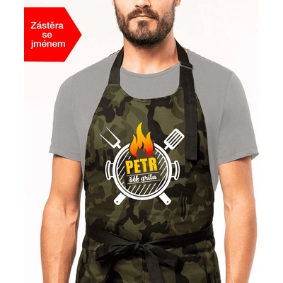 Kariban Grilovací zástěra se jménem Šéf grilu Maskáčová