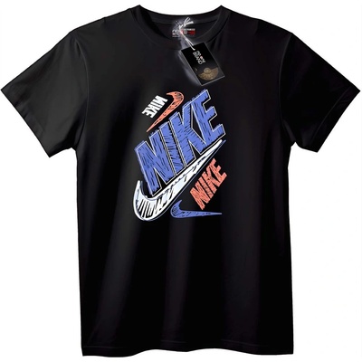 NOONEBRAND Тениска Nike с множество лога - 3XL, Black