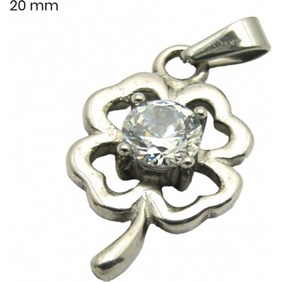 Exeed 24092200 Přívěsek z chirurgické oceli čtyřlístek s kamenem