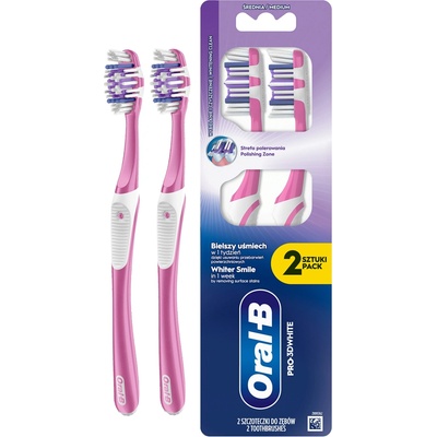 Oral-B Pro-3D White Zubná kefka Stredná tvrdosť 2 ks