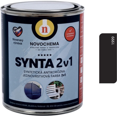 NOVOCHEMA SYNTA 2v1 syntetická antikorozní jednovrstvá barva 2v1 10 kg 1999 Černá