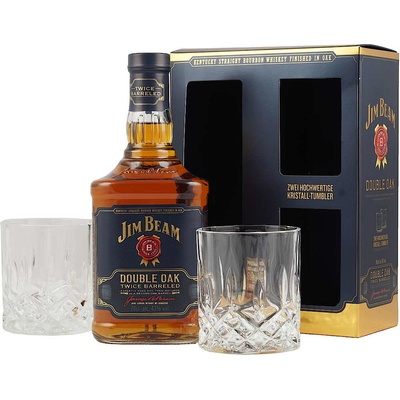 Jim Beam Double Oak 43% 0,7 l (dárkové balení 2 sklenice)