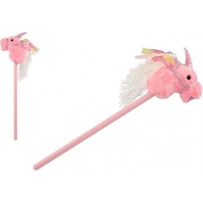 Kôň jednorožec na tyči plyš 80cm na batérie so zvukom Teddies ružový v sáčku