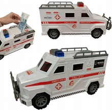 POKLADNIČKA TREZOR VELKÝ NA dárek MINCE BANKOVKY AUTO AMBULANCE COIL