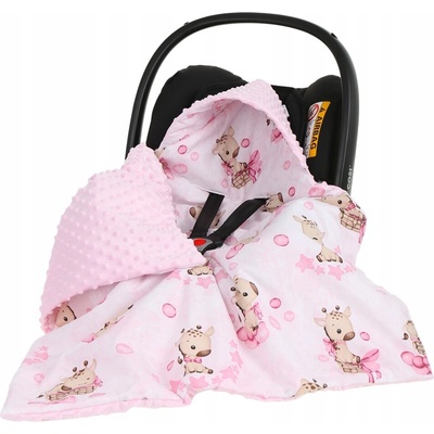 Babymam Dečka do autosedačky růžová minky oboustranná s kapucí