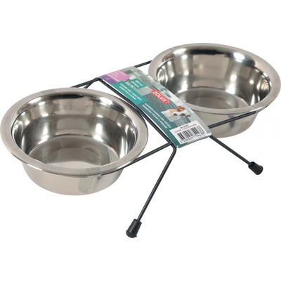 Miska nerez stojan+2 misky pes STEEL 1,3 l Zolux