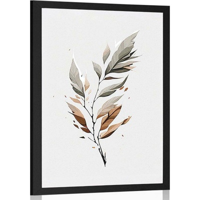 Plakát minimalistický list v pohybu - 60x90 white