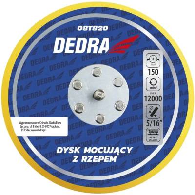 DEDRA-EXIM Montážní disk s suchým zipem DEDRA 08T820, průměr 150 mm, pro orbitální leštičky