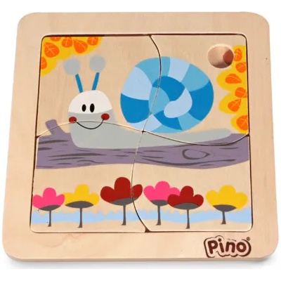 Pino Toys Дървен мини пъзел Pino от 4 части - Охлюв (4733-4)