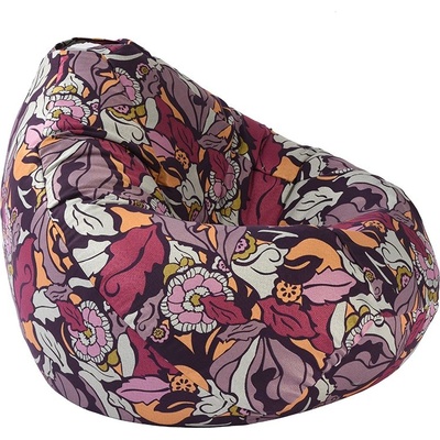 PUFRELAX Пуф, круша, 320л. , Nirvana Grande - Flower Power, Перящ се калъф, Пълнеж от Полистиролни перли, Гама Premium (PUF-G-NGR-PT-FLP)